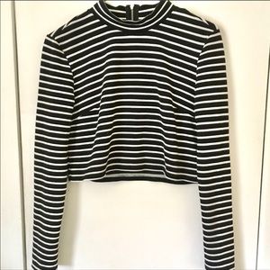 Forever 21 Striped Cropped Long Sleeve
